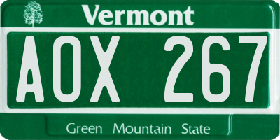 VT license plate AOX267