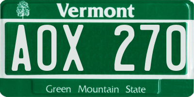 VT license plate AOX270