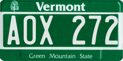 VT license plate AOX272