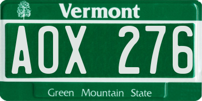 VT license plate AOX276