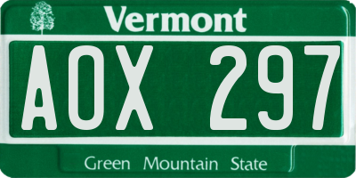 VT license plate AOX297
