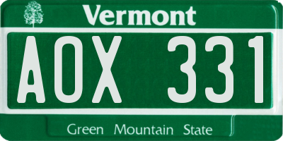 VT license plate AOX331