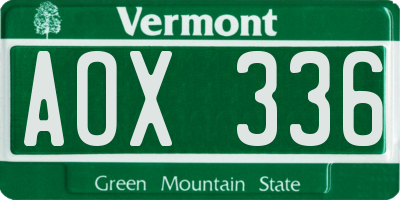 VT license plate AOX336