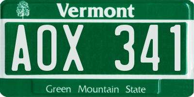VT license plate AOX341