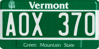 VT license plate AOX370