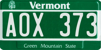VT license plate AOX373
