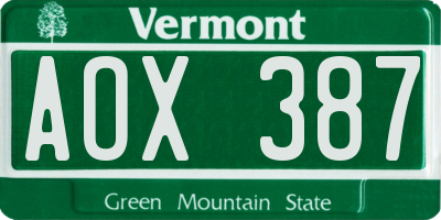 VT license plate AOX387