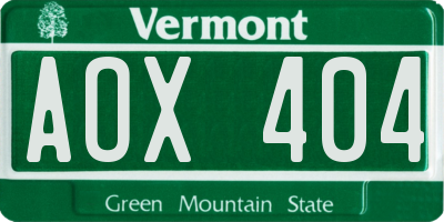 VT license plate AOX404