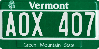VT license plate AOX407