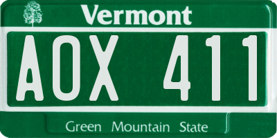 VT license plate AOX411