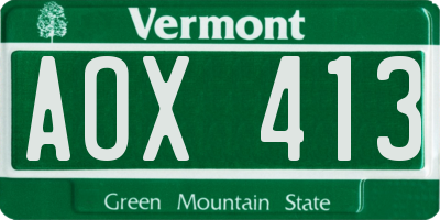 VT license plate AOX413