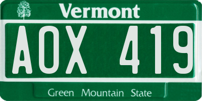 VT license plate AOX419