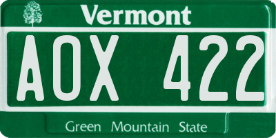 VT license plate AOX422