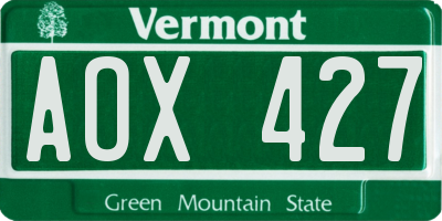 VT license plate AOX427