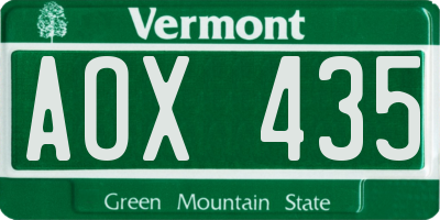 VT license plate AOX435