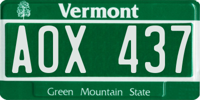 VT license plate AOX437