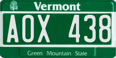 VT license plate AOX438