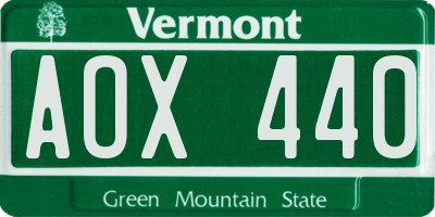 VT license plate AOX440
