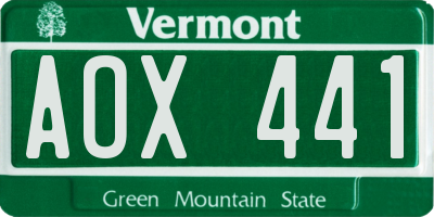 VT license plate AOX441