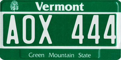 VT license plate AOX444