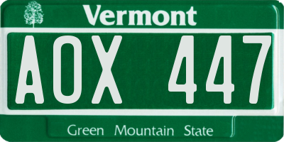 VT license plate AOX447