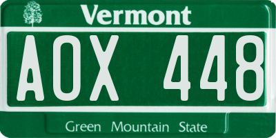 VT license plate AOX448
