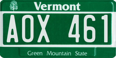 VT license plate AOX461