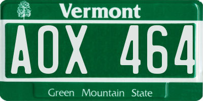 VT license plate AOX464
