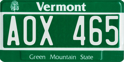 VT license plate AOX465