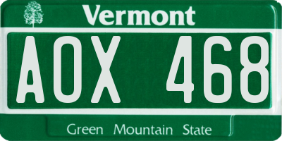 VT license plate AOX468