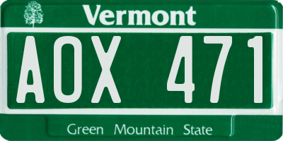 VT license plate AOX471