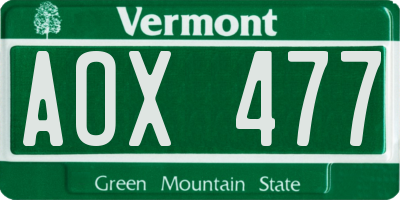 VT license plate AOX477