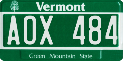 VT license plate AOX484