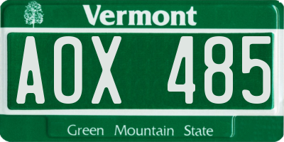 VT license plate AOX485