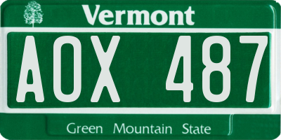 VT license plate AOX487