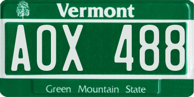 VT license plate AOX488