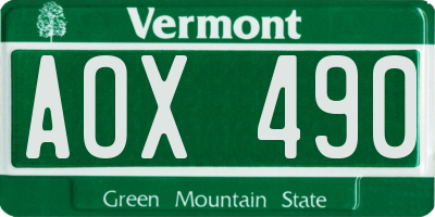 VT license plate AOX490