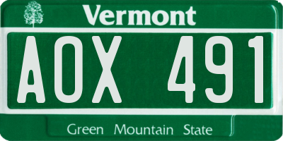 VT license plate AOX491
