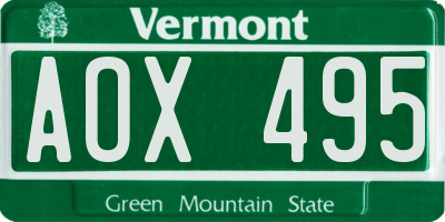 VT license plate AOX495