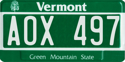 VT license plate AOX497
