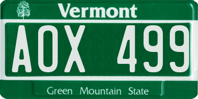 VT license plate AOX499