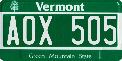 VT license plate AOX505