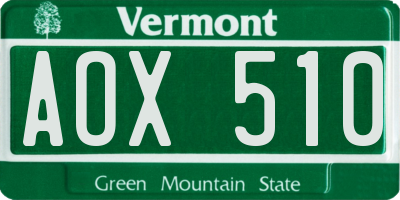 VT license plate AOX510