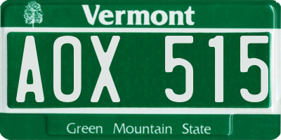 VT license plate AOX515