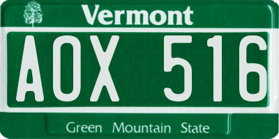 VT license plate AOX516