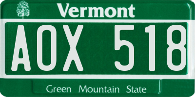 VT license plate AOX518