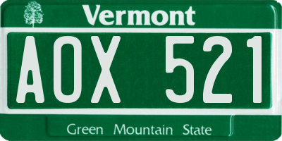VT license plate AOX521