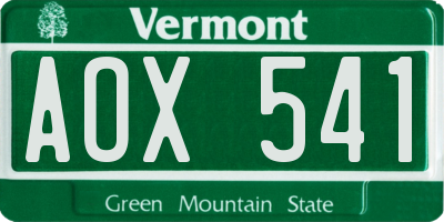 VT license plate AOX541