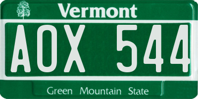 VT license plate AOX544