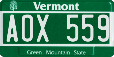 VT license plate AOX559
